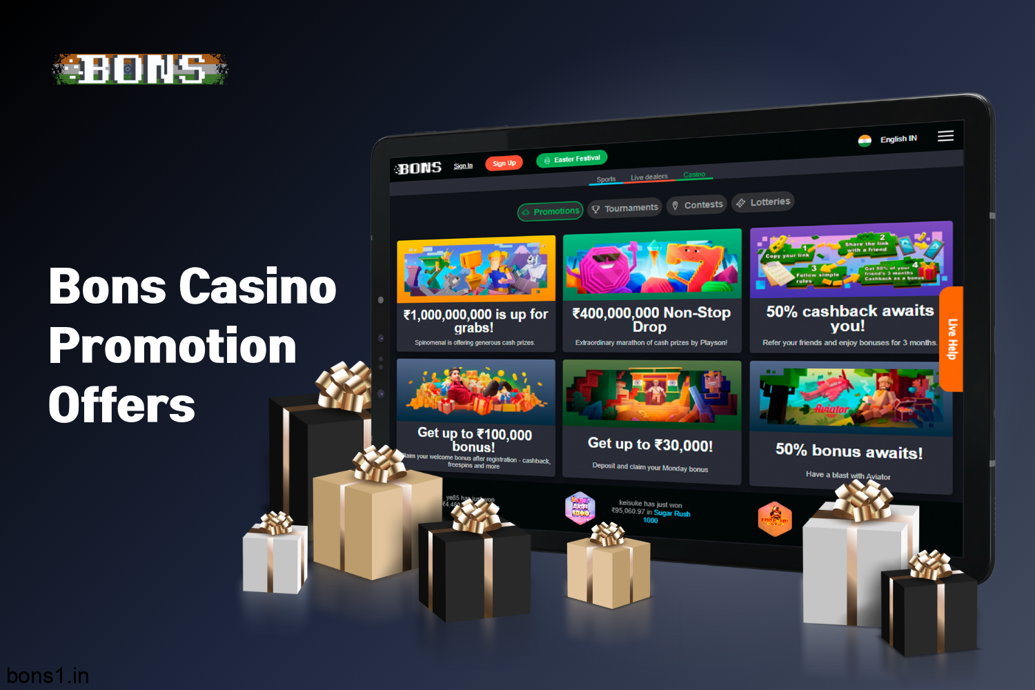 Bons India online casino offers promotions for both new and active players