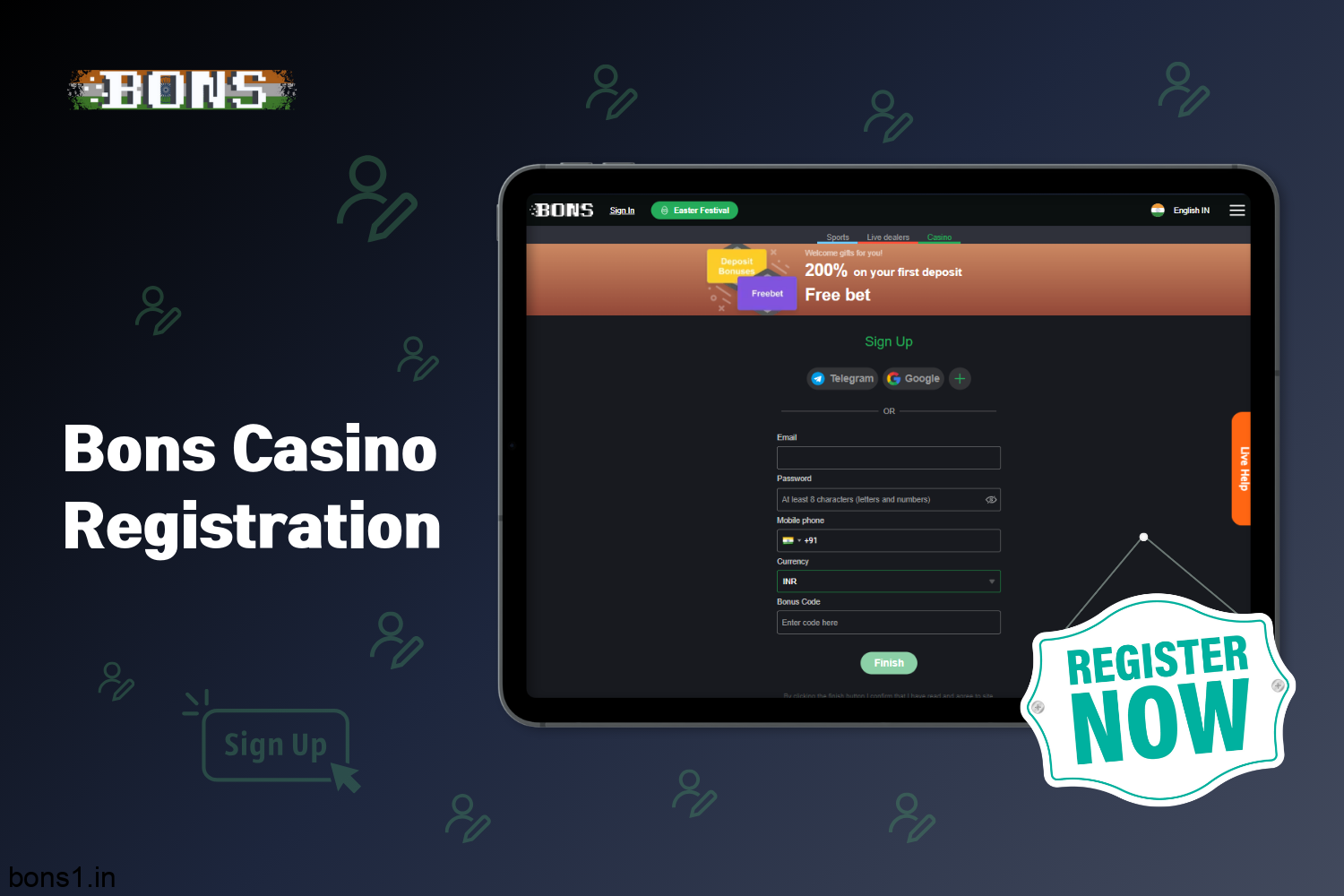 To access all the benefits of Casino Bons, users in India need to register