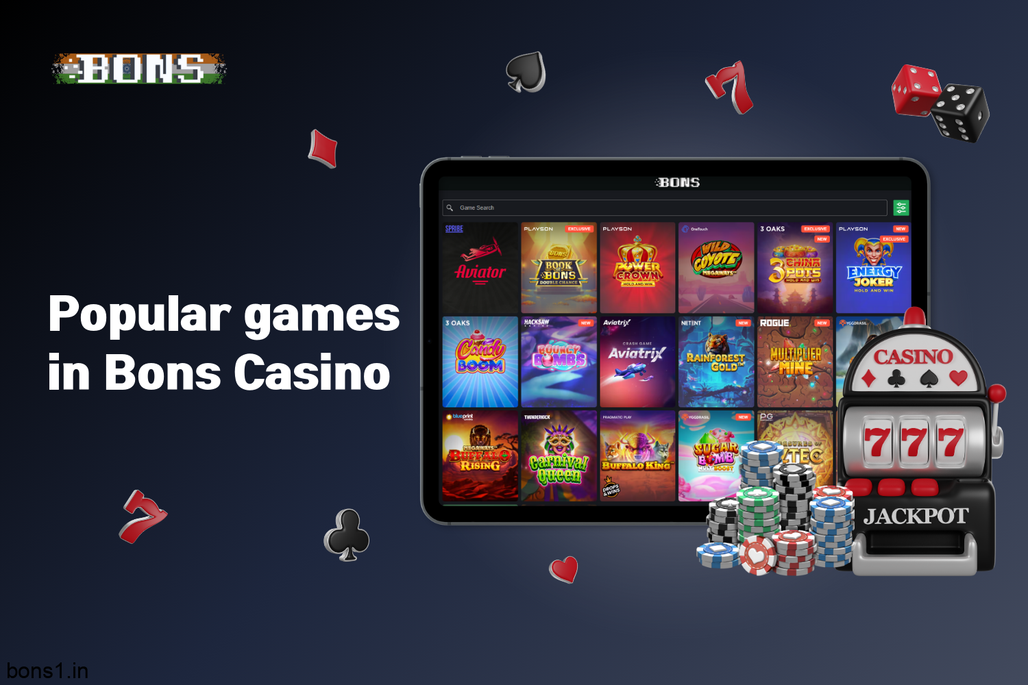 Bons Casino offers popular games for players from India